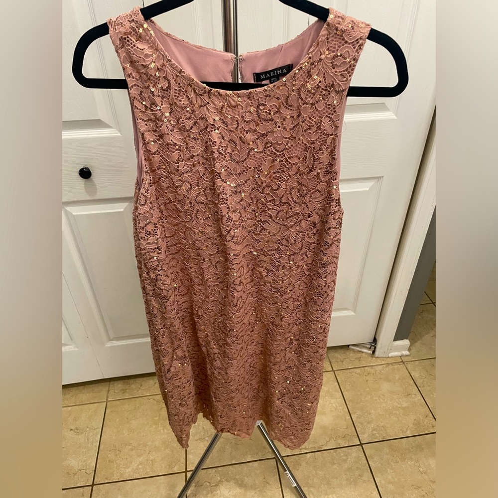 Worn once!  Pink sequins Marina Midi dress size M
